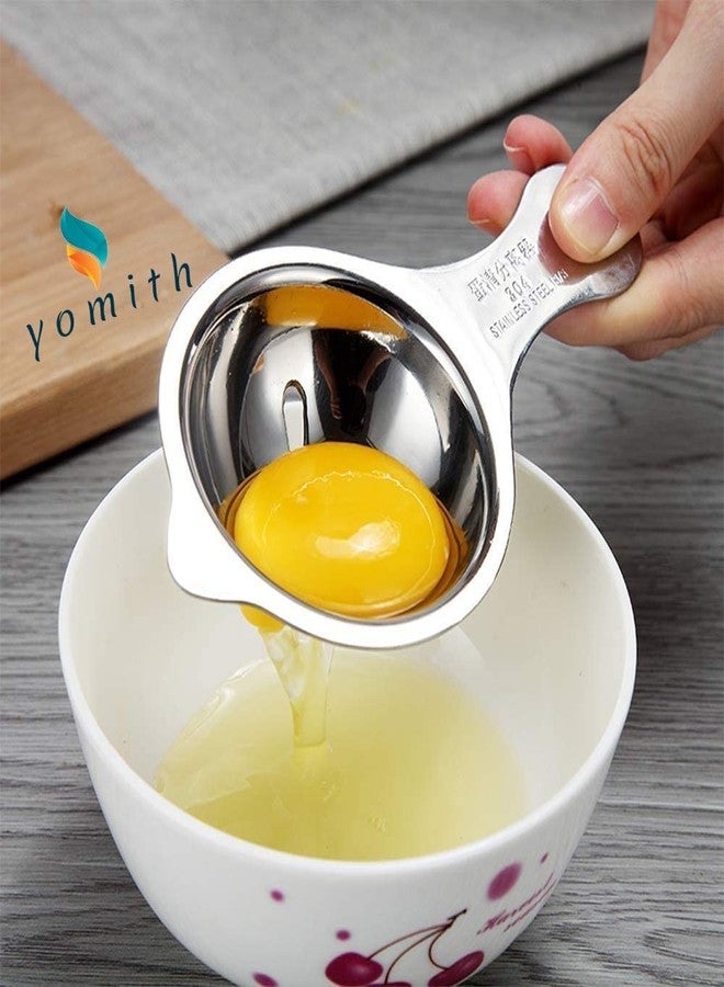 YOMITH Stainless Steel Egg Yolk & Egg White Separator, Protein Separator Filter, Kitchen Baking Tools, Egg Divider Dishwasher Safe Kitchen Tool, Egg Gadgets, with Hanging Hook (Pack of 1, Silver) - Image 2
